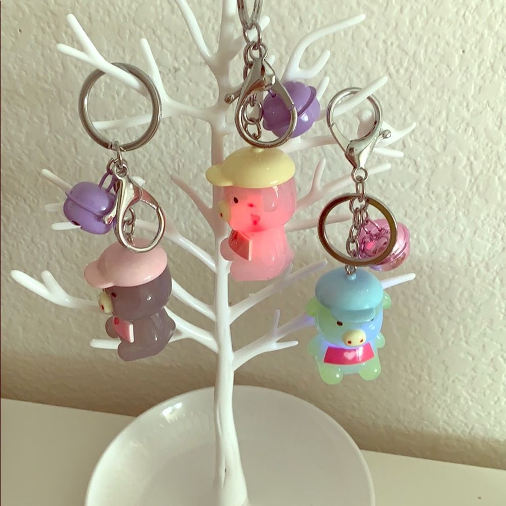 Light Up Piggies With Bell Key Chain